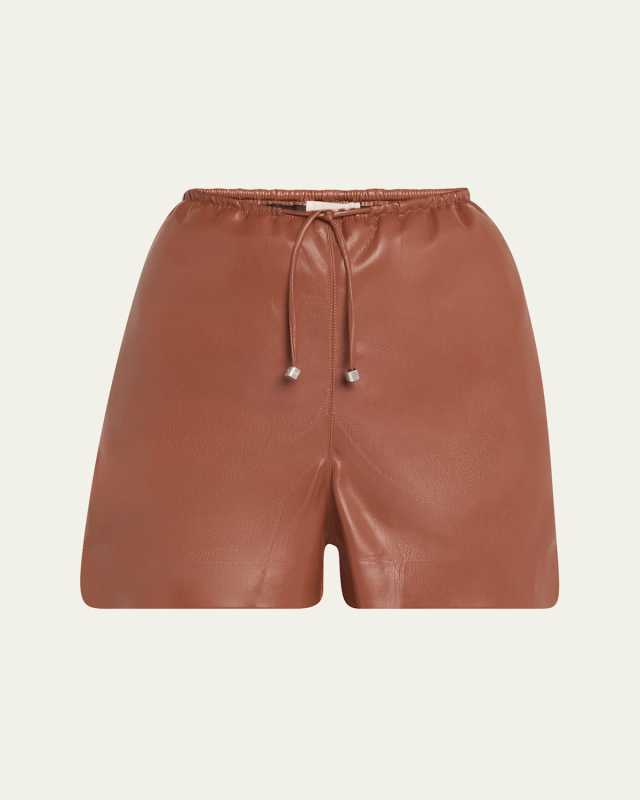 Aniela Alt-Leather Drawstring Shorts